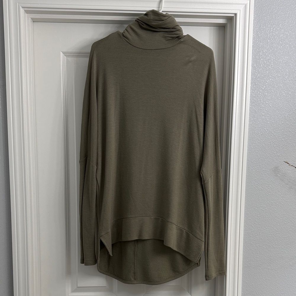 Madison and Berkeley Lightweight Olive Green Turtleneck Top